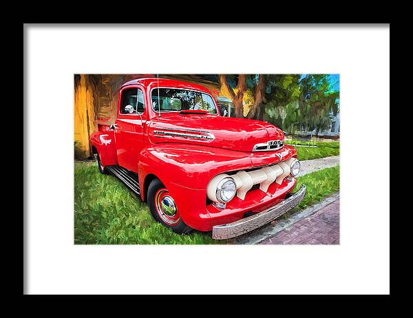 1951 Ford Truck Framed Print featuring the photograph 1951 Ford Pick Up Truck F100 Painted  by Rich Franco