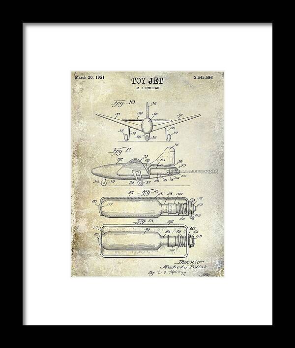 1951 Toy Jet Patent Drawing Framed Print featuring the photograph 1951 Toy Jet Patent Drawing by Jon Neidert