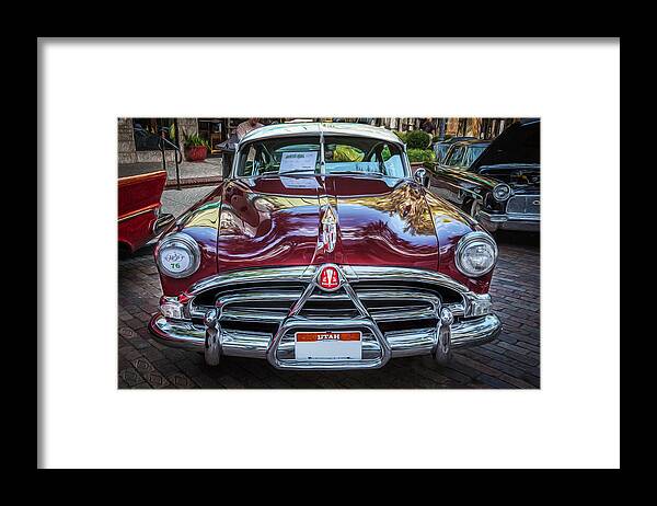 1952 Hudson Framed Print featuring the photograph 1952 Hudson Hornet 4 door Sedan Twin H Power painted by Rich Franco