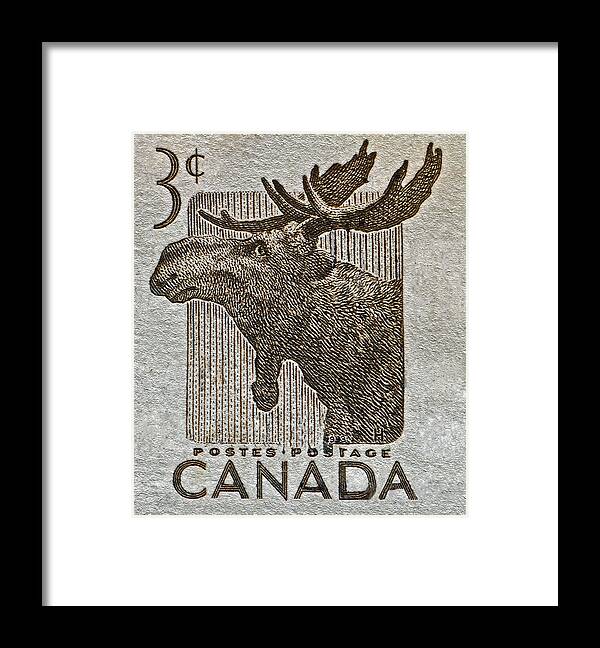 1957 Framed Print featuring the photograph 1953 Canada Moose Stamp by Bill Owen