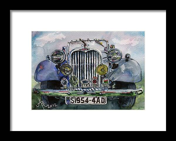 Singer Framed Print featuring the painting 1954 Singer Car 4 ADT Roadster by Anna Ruzsan