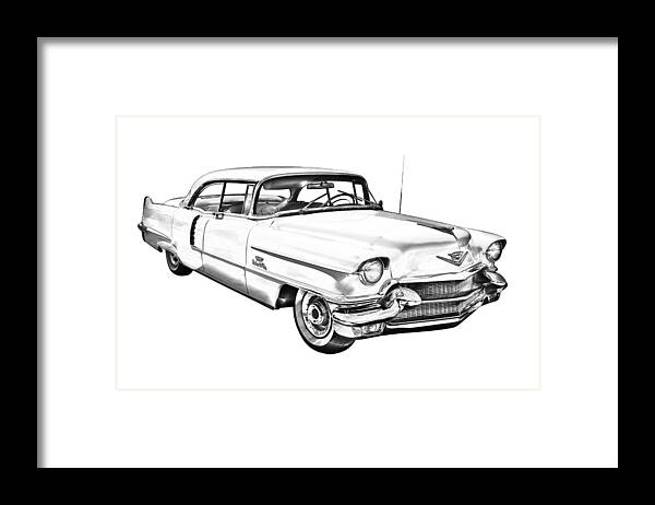 Car Framed Print featuring the photograph 1956 Sedan Deville Cadillac Car Illustration by Keith Webber Jr