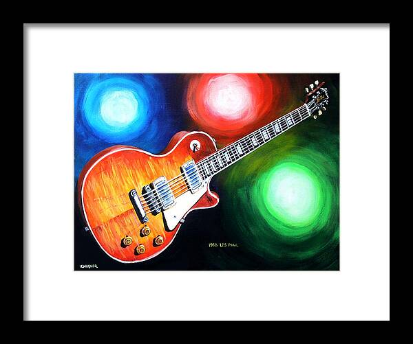 Guitar Framed Print featuring the painting 1958 Gibson Les Paul by Karl Wagner