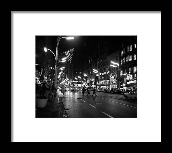 Photography Framed Print featuring the photograph 1960s 1963 Night Scene Of Busy Traffic by Vintage Images