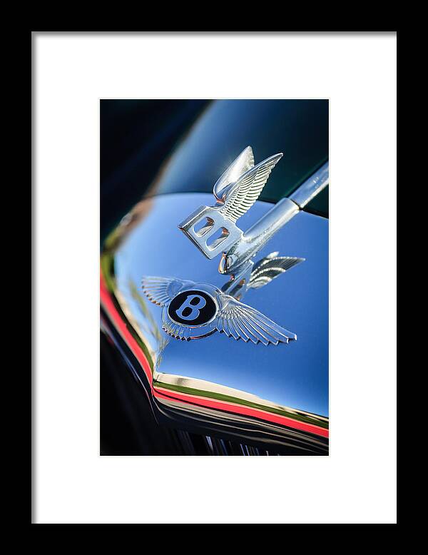 1961 Bentley S2 Continental flying Spur Hood Ornament Framed Print featuring the photograph 1961 Bentley S2 Continental Hood Ornament - Emblem by Jill Reger