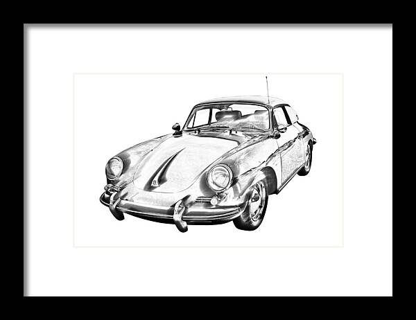 1962 Porsche 356e Framed Print featuring the photograph 1962 Porsche 356 E Illustration by Keith Webber Jr