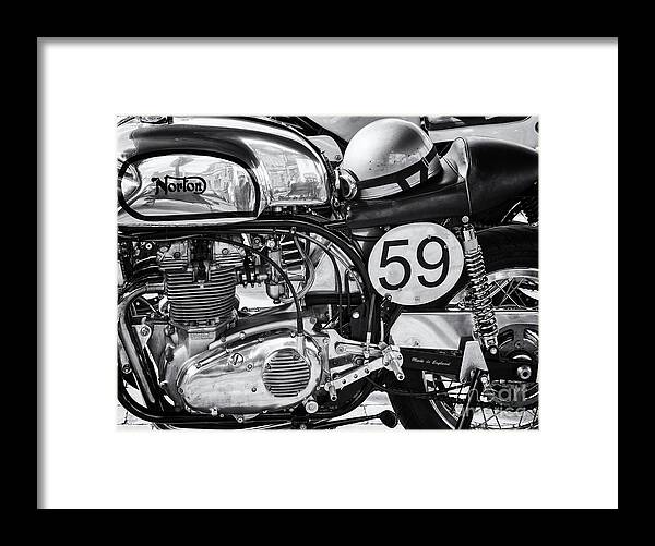 British Racing Motorcycle Framed Print featuring the photograph 1963 Manx Norton Monochrome by Tim Gainey