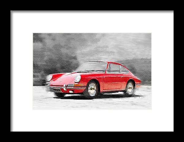 Porsche 911 Framed Print featuring the painting 1964 Porsche 911 Watercolor by Naxart Studio