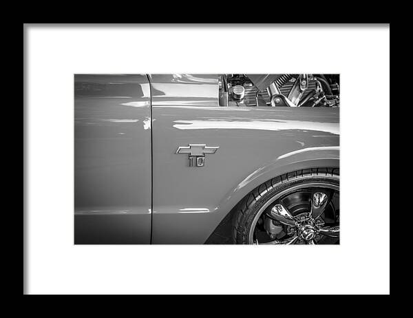 1967 Chevy Framed Print featuring the photograph 1967 Chevy Silverado Pick up Truck BW by Rich Franco