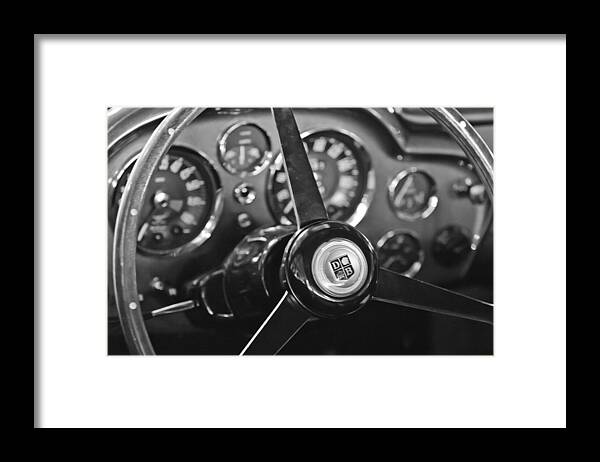 1968 Aston Martin Steering Wheel Emblem Framed Print featuring the photograph 1968 Aston Martin Steering Wheel Emblem by Jill Reger