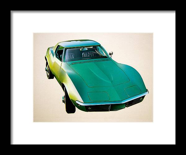 Corvette Framed Print featuring the painting 1968 Corvette Stingray by Alan Metzger
