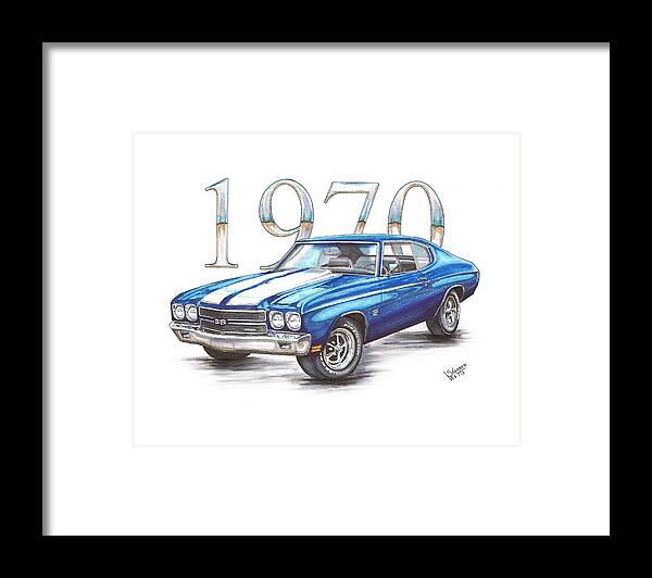 1970 Framed Print featuring the drawing 1970 Chevrolet Chevelle Super Sport by Shannon Watts