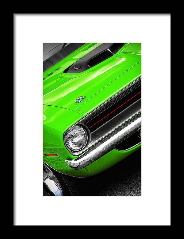 440 Framed Print featuring the photograph 1970 Plymouth 'Cuda 440 in Sassy Grass Green by Gordon Dean II