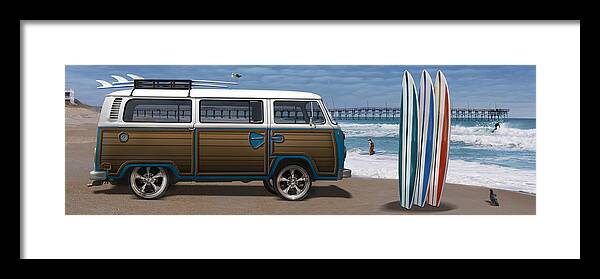 1970 Vw Bus Framed Print featuring the photograph 1970 VW Bus Woody by Mike McGlothlen
