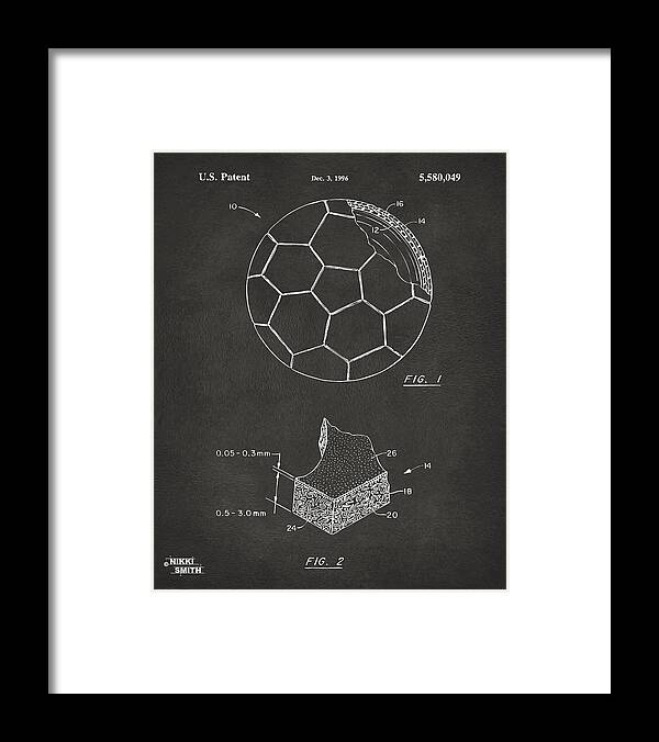 Soccer Framed Print featuring the digital art 1996 Soccerball Patent Artwork - Gray by Nikki Marie Smith