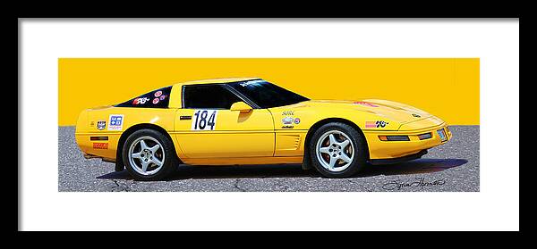 Yellow Car Framed Print featuring the photograph 1996 Yellow Corvette by Sylvia Thornton