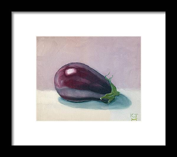 Kitchen Framed Print featuring the painting A is for Aubergine by Katherine Miller