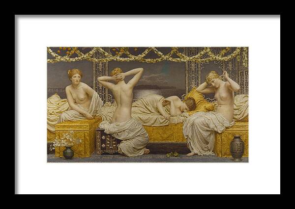A Summer Night Framed Print featuring the painting A Summer Night #8 by Albert Joseph Moore