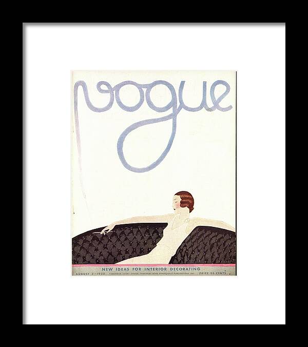 Illustration Framed Print featuring the photograph A Vintage Vogue Magazine Cover Of A Woman #2 by Andre E. Marty