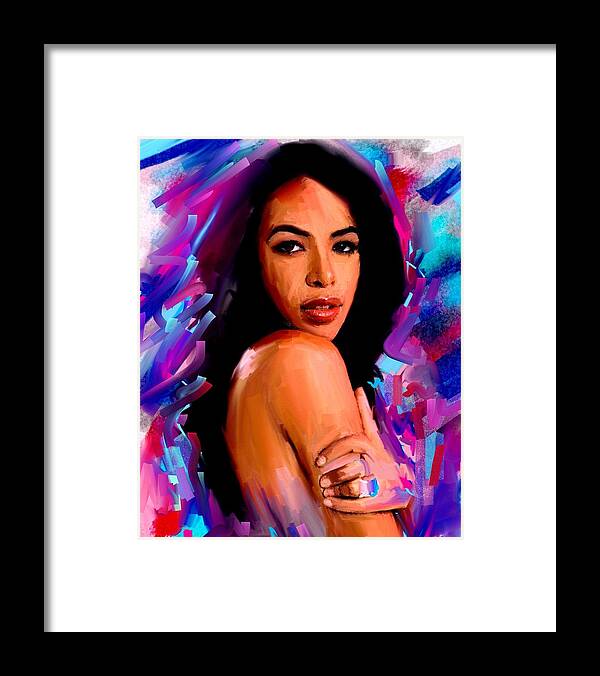 Aaliyah Framed Print featuring the painting Aaliyah #2 by Bogdan Floridana Oana