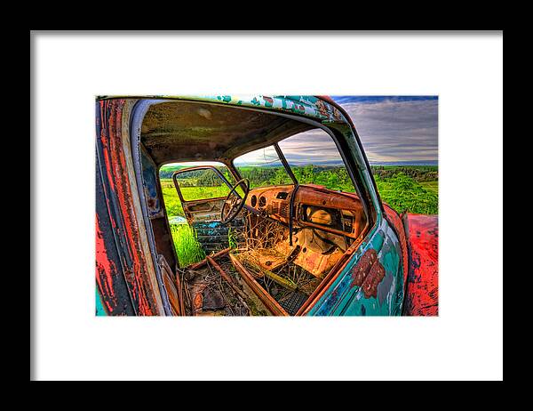 Abandoned Framed Print featuring the photograph Abandoned rusting truck #2 by David Kay
