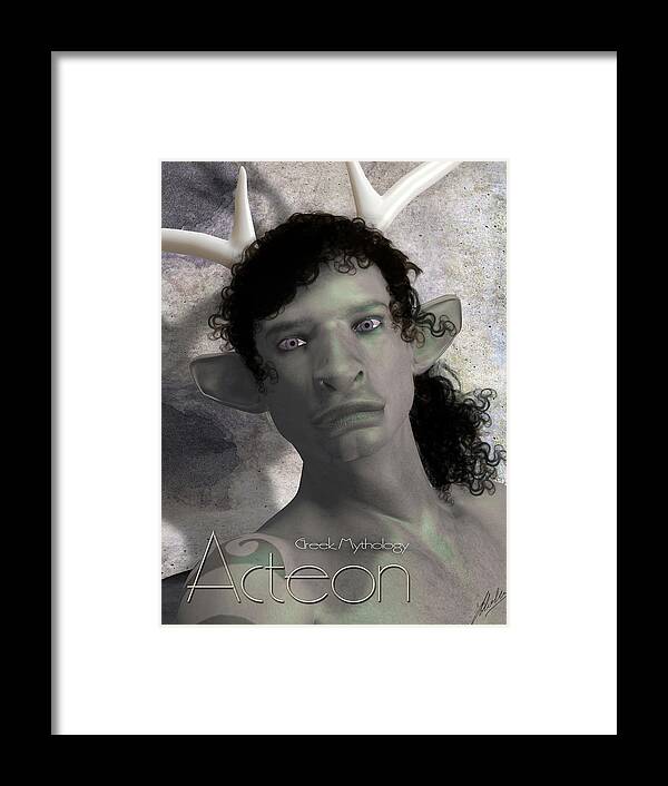 Actaeon Framed Print featuring the digital art Actaeon greek by Quim Abella