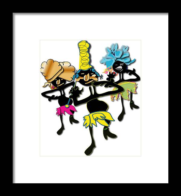 African Dancers Framed Print featuring the digital art African Dancers by Marvin Blaine