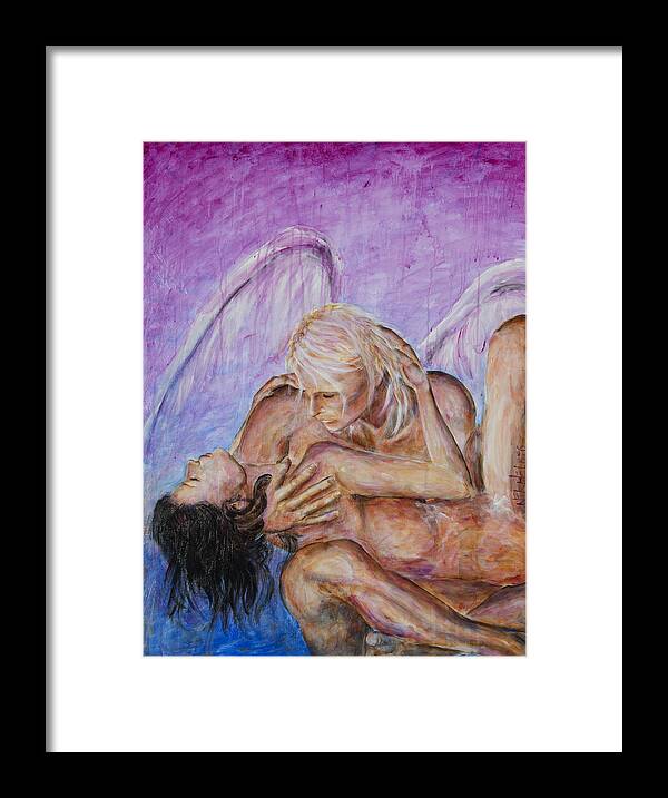 Angel Framed Print featuring the painting Angel In Love by Nik Helbig