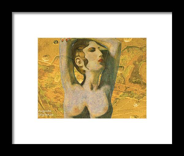 Modern Map Framed Print featuring the digital art Aphrodite and Cyprus Map #3 by Augusta Stylianou