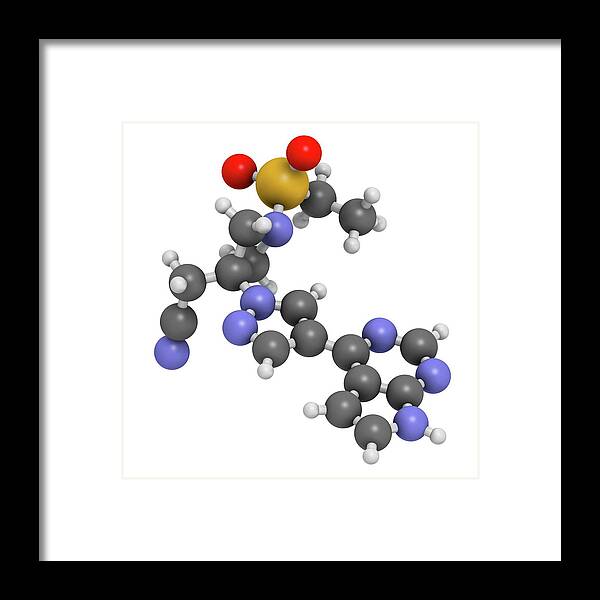 Baricitinib Framed Print featuring the photograph Baricitinib Janus Kinase Inhibitor Drug #2 by Molekuul