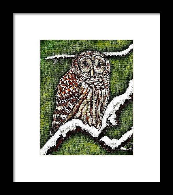 Bird Framed Print featuring the painting Barred Owl by VLee Watson