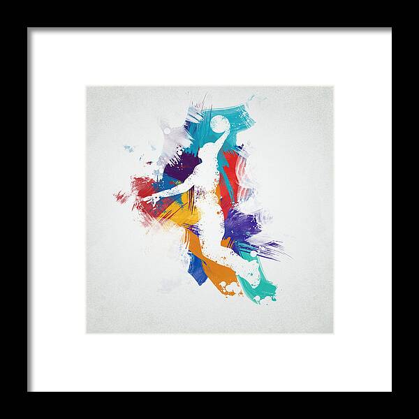 Abstract Framed Print featuring the digital art Basketball Player #5 by Aged Pixel