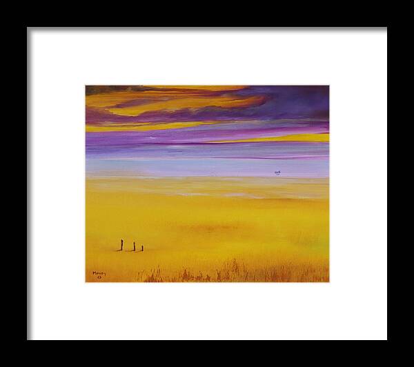 Alicia Maury Prints Framed Print featuring the painting Boat Near the Sea by Alicia Maury