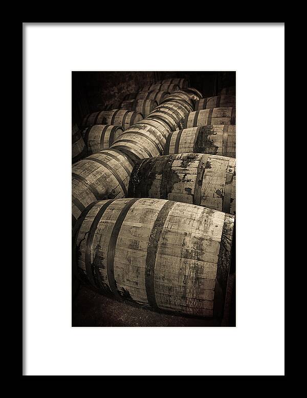 Bourbon Barrel Framed Print featuring the photograph Bourbon Barrels Forever by Karen Varnas