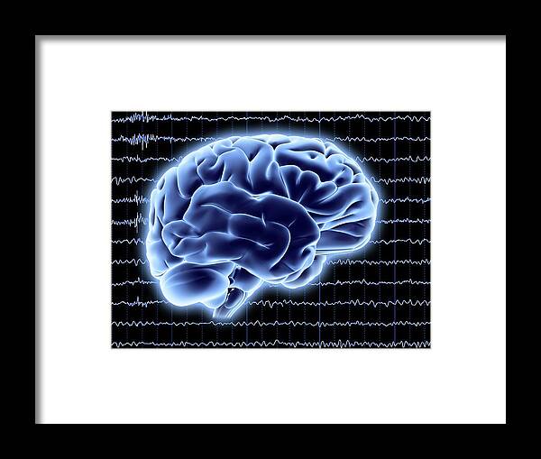 Artificial Intelligence Framed Print featuring the photograph Brain Activity #2 by Alfred Pasieka/science Photo Library