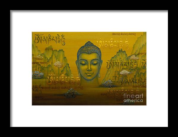 Buddha Framed Print featuring the painting Buddha. The message. #2 by Yuliya Glavnaya