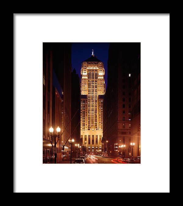 Photography Framed Print featuring the photograph Buildings Lit Up At Night, Chicago #2 by Panoramic Images