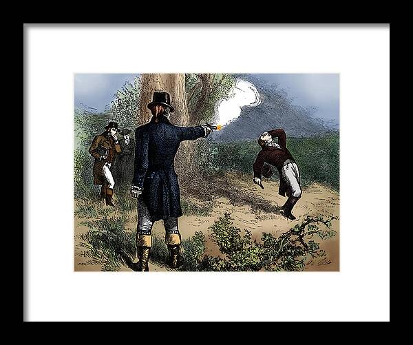 Government Framed Print featuring the photograph Burr-hamilton Duel, 1804 by Science Source