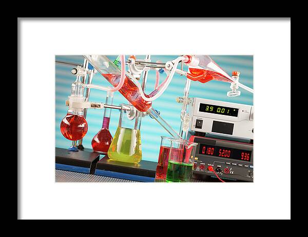 Nobody Framed Print featuring the photograph Chemistry Experiment In Lab #2 by Wladimir Bulgar