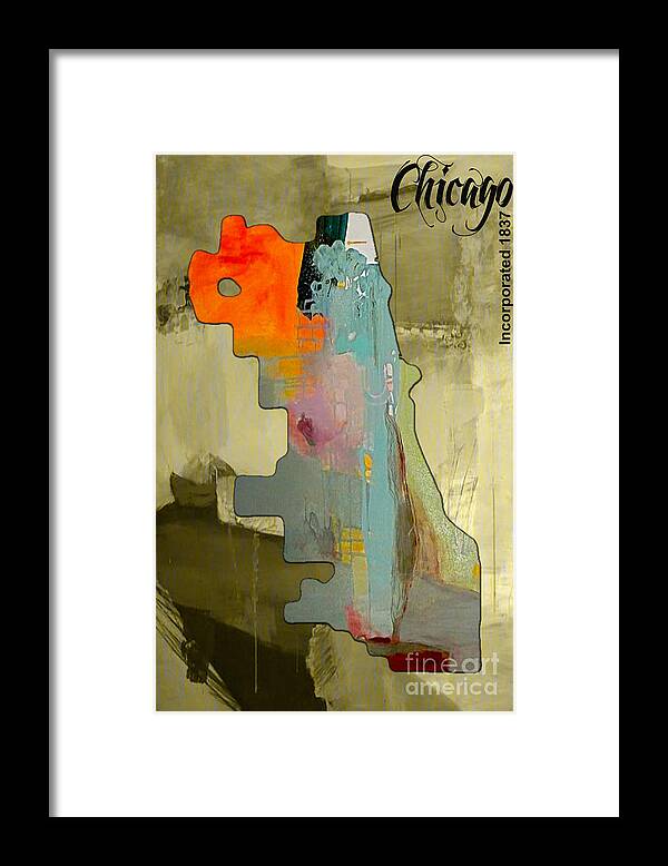 Chicago Art Framed Print featuring the mixed media Chicago #3 by Marvin Blaine