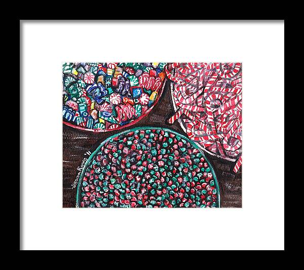 Christmas Framed Print featuring the painting Christmas Candy by Shana Rowe Jackson