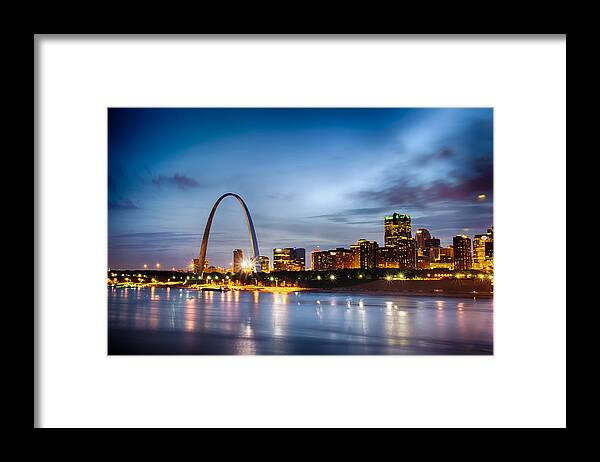 Missouri Framed Print featuring the photograph City of St. Louis skyline. Image of St. Louis downtown with Gate #2 by Alex Grichenko