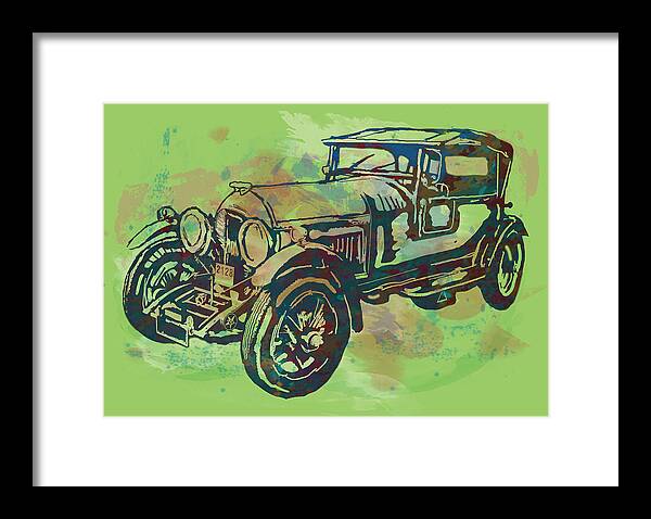 Nude Framed Print featuring the drawing Classical car stylized pop art poster #2 by Kim Wang