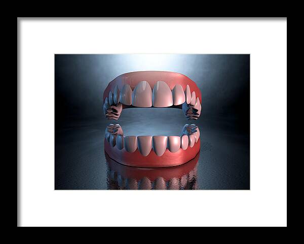 Teeth Framed Print featuring the digital art Creepy Teeth #2 by Allan Swart