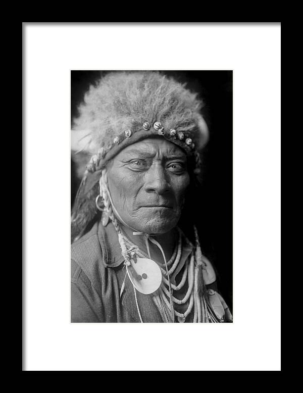 1908 Framed Print featuring the photograph Crow Indian Man circa 1908 #2 by Aged Pixel