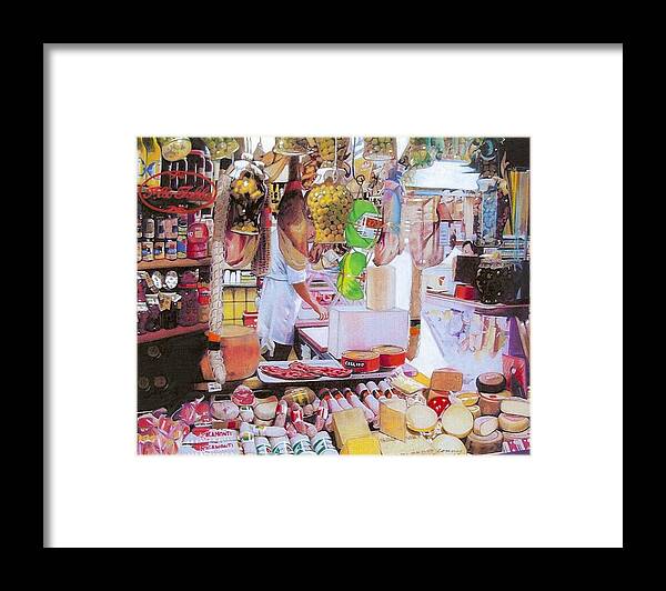 Food Framed Print featuring the mixed media Deli on the Via Condotti by Constance Drescher