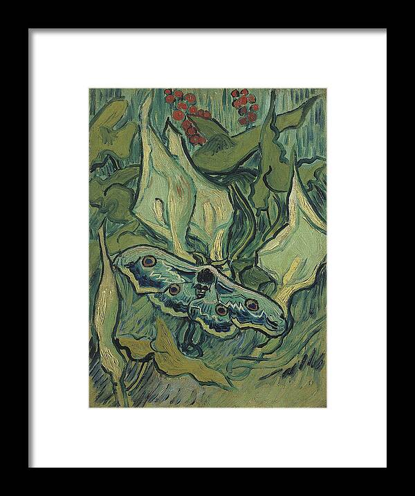 Butterflies Framed Print featuring the painting Emperor Moth #2 by Vincent Van Gogh
