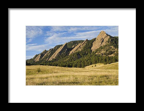 'boulder Photos' Framed Print featuring the photograph Flatirons with Golden Grass Boulder Colorado #2 by James BO Insogna