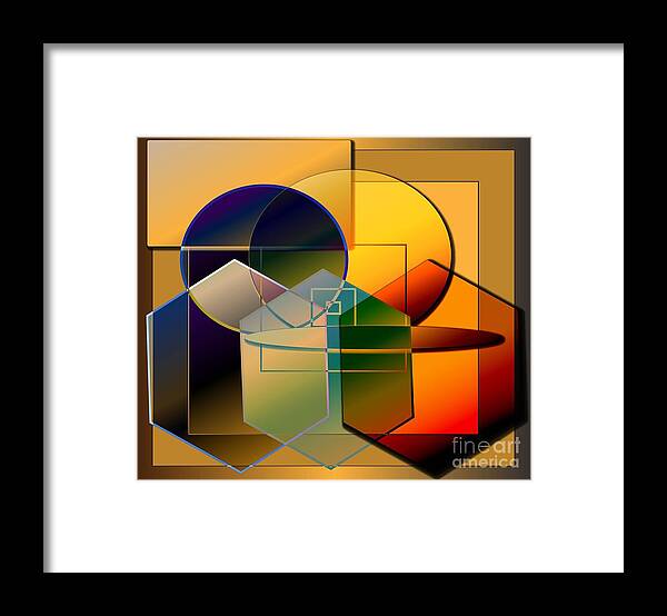Iris Gelbart Framed Print featuring the digital art Golden circles #2 by Iris Gelbart
