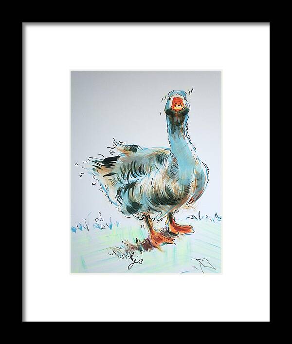 Goose Framed Print featuring the painting Goose drawing #2 by Mike Jory